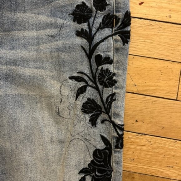 Blank NYC Shadow Bloom Crop Skinny Classique Jeans Embroidered, Tassels size 29 - Picture 5 of 9